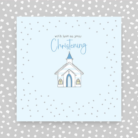 With Love on your Christening blue greeting card (GR13)