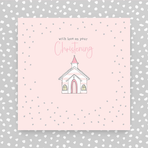 With Love on your Christening pink greeting card (GR14)