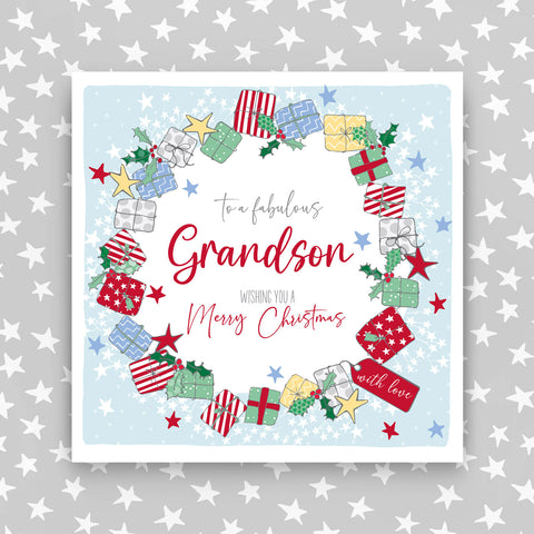 Grandson - Wreath Christmas Card (G08)